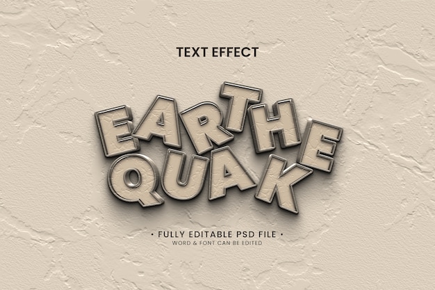 PSD effet de texte de tremblement de terre