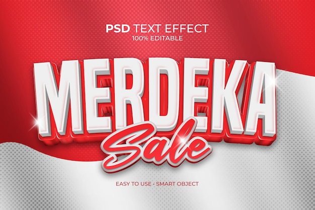 PSD effet de texte de vente merdeka