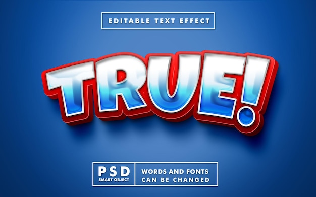 Effet De Texte Véritable 3d. Effet De Texte Modifiable Psd Premium