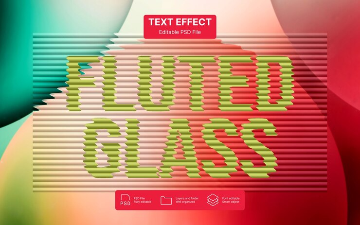 PSD effet de texte en verre fléché