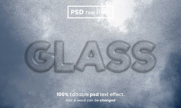 PSD effet de texte en verre avec fond de texture