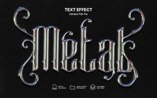 Effet de texte en verre métallique