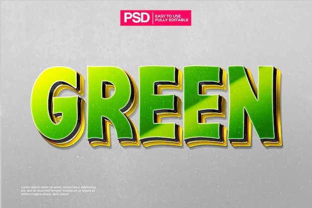 PSD effet de texte vert 3d