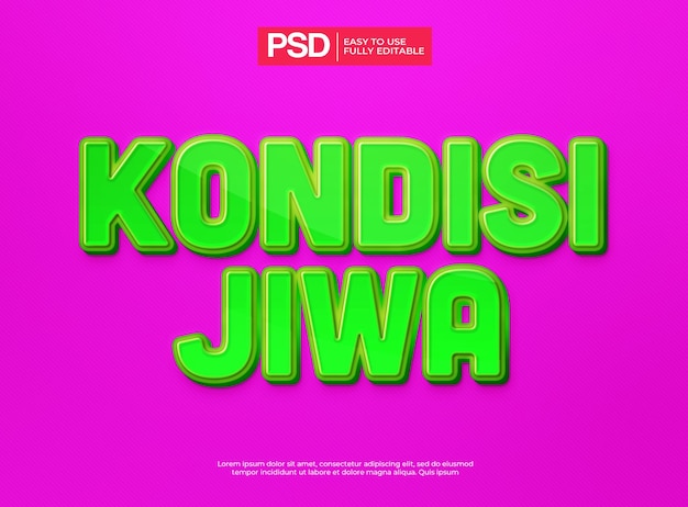 Effet de texte vert kondisi jiwa 3d