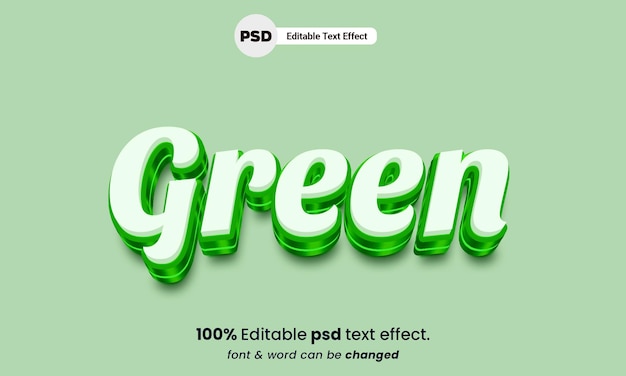 Effet de texte vert psd modifiable 3d vert