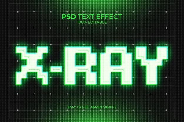 PSD effet de texte vert xray crt