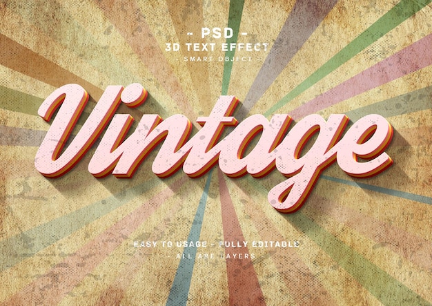 PSD un effet de texte vintage avec un fond coloré