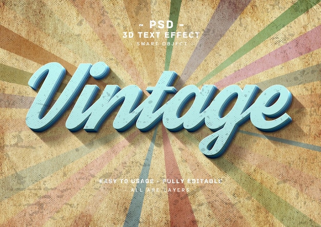 PSD un effet de texte vintage avec un fond coloré