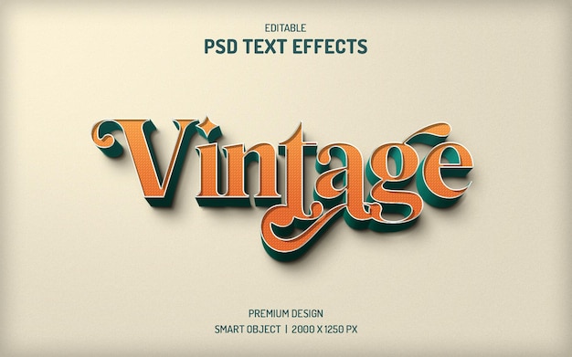 PSD effet de texte vintage rétro