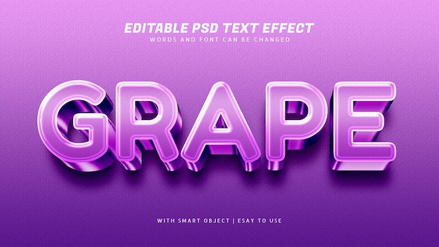 PSD effet de texte violet 3d raisin modifiable