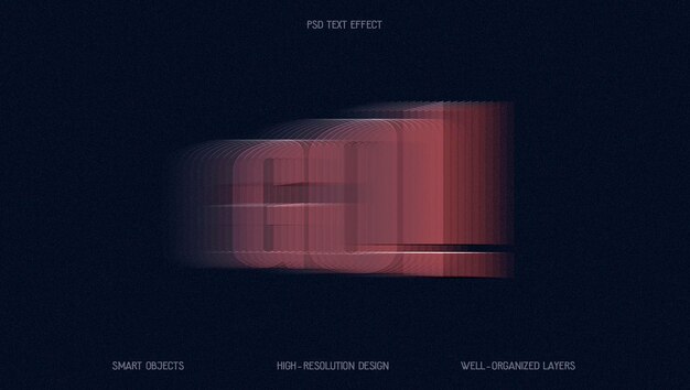 PSD effet de vitesse d'effet de style de texte 3d de couleur rouge et flou de dégradé