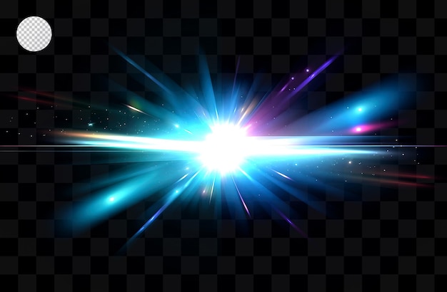 Effets de lumière bleue et violette sur fond transparent