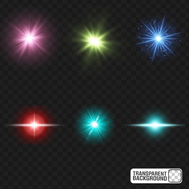 Effets de rayonnement lumineux Éclats de lueur Éclats d'éclat superpositions étincelantes Arrière-plan transparent PSD modifiable