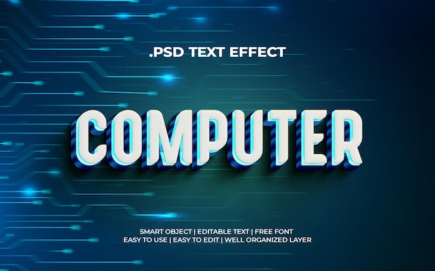 PSD effets de texte 3d sur ordinateur