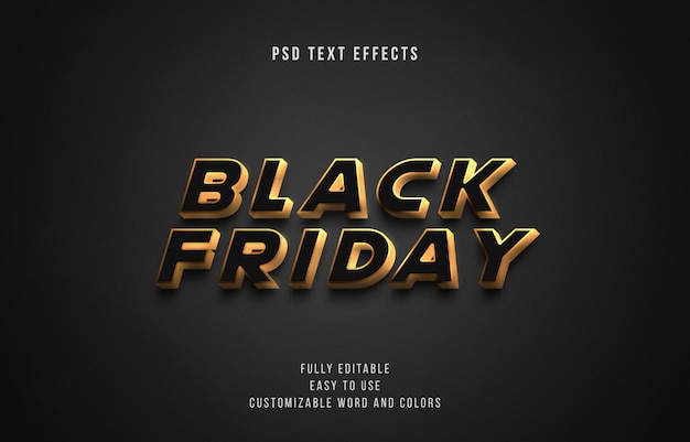 PSD effets de texte dorés 3d black friday