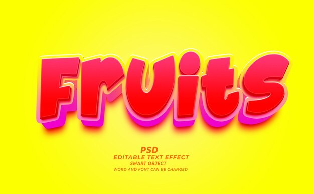 Effets de texte modifiables en 3D pour les fruits