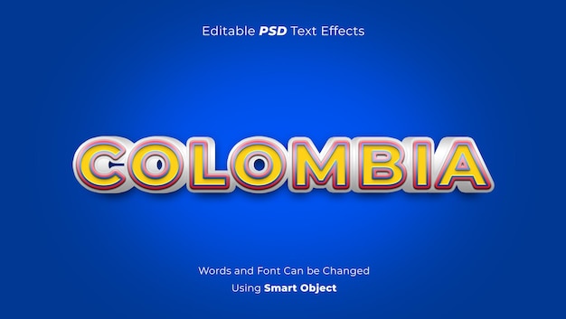PSD effets de texte psd en colombie modifiables en 3d