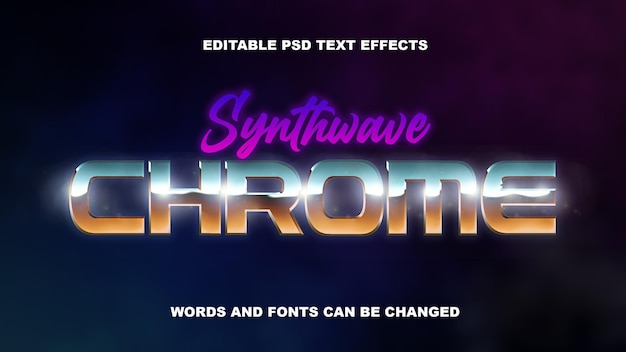 Effets De Texte Rétro Brillants Synthwave Chrome