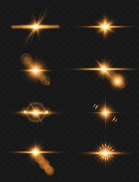 effetti di riflesso lente con striscia di luce trasparente dorata