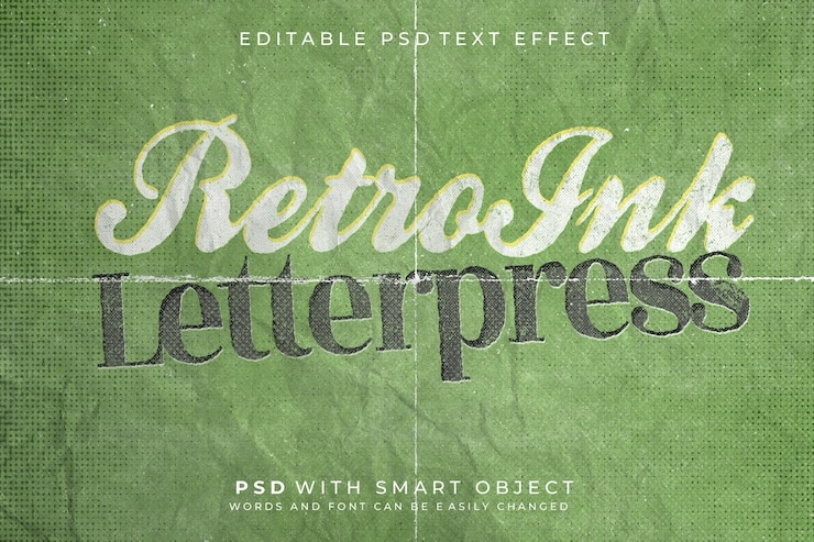 PSD effetti di testo letterpress vintage
