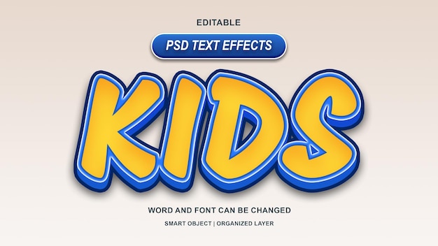 Effetti di testo per bambini tipografia 3D modificabile