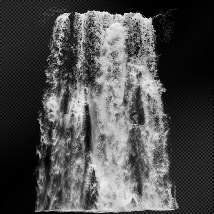 PSD effetto cascata sullo sfondo trasparente