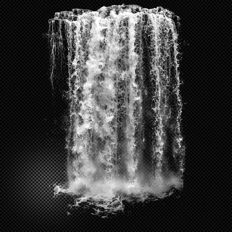 PSD effetto di caduta d'acqua sullo sfondo trasparente