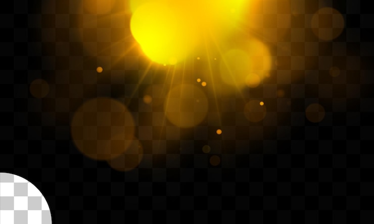 PSD effetto di luce con bokeh di sfondo trasparente