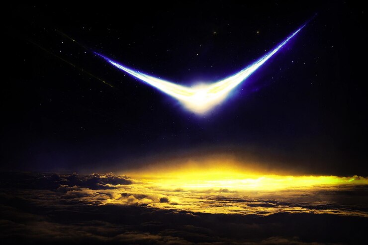 PSD effetto di luce scintillante della lente su sfondo nero