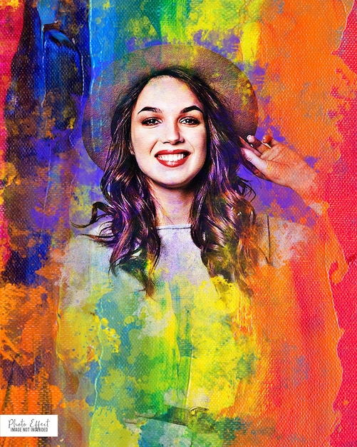 Effetto di pittura fotografica ritratto moderno unico colorato