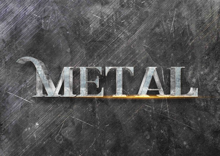PSD effetto di stile del testo del metallo 3d