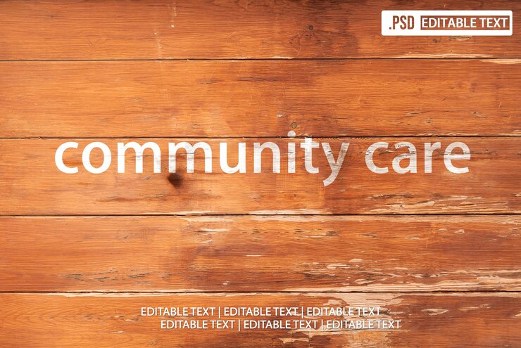 PSD effetto di stile del testo di cura comunitaria