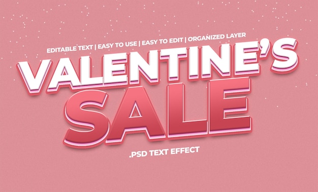 Effetto di stile del testo di vendita di San Valentino PSD