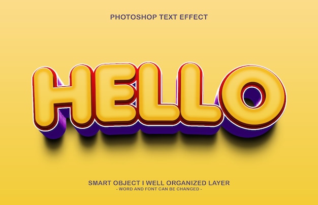 Effetto di stile di testo hello 3D modificabile