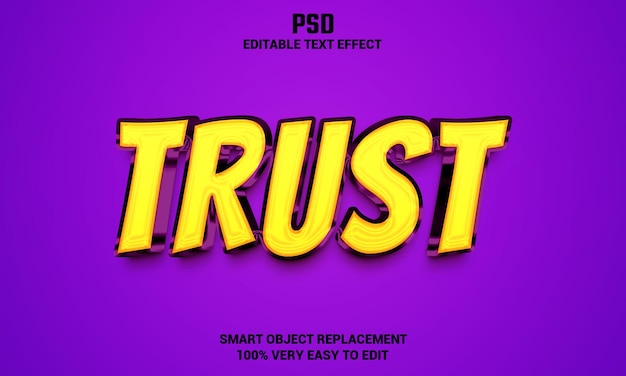 Effetto di testo 3D editabile affidabile con sfondo Premium Psd