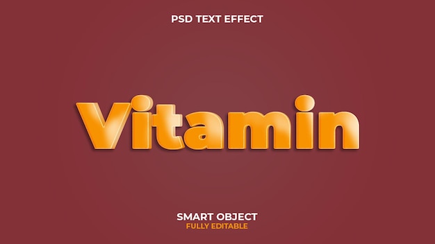 Effetto di testo 3d modificabile psd vitamina