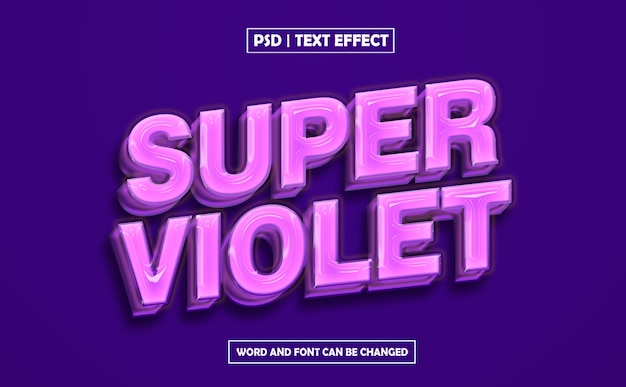 Effetto di testo 3D Super Violet