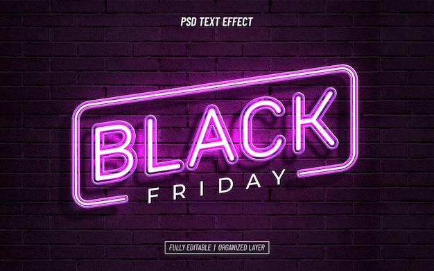 Effetto di testo al neon del Black Friday