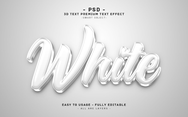 Effetto di testo bianco 3D modificabile psd