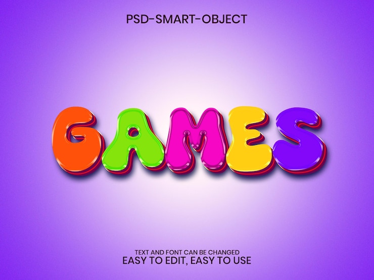 PSD effetto di testo colorato edibile di gioco 3d