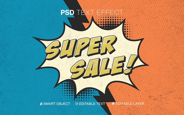 Effetto di testo di super vendita a fumetti
