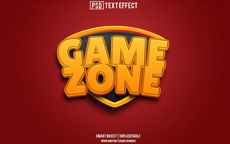 PSD effetto di testo di zona di gioco font tipografia modificabile testo 3d