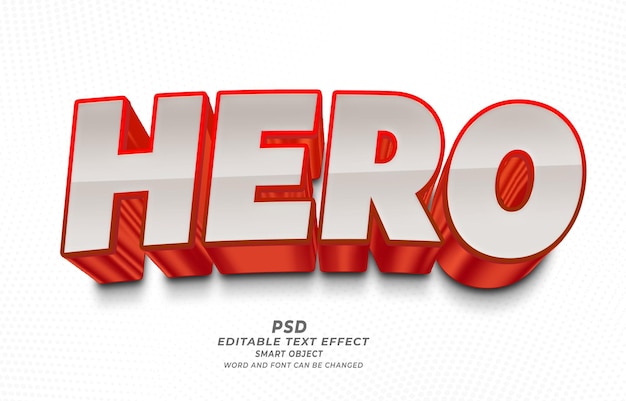 Effetto di testo editabile Hero PSD 3D