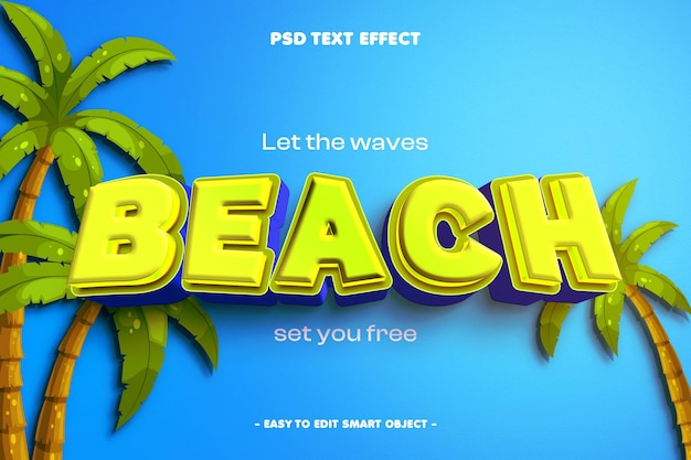 Effetto di testo editabile per l'estate in spiaggia