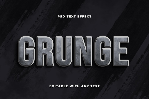 Effetto di testo grunge 3D modificabile con splash di inchiostro e pennello