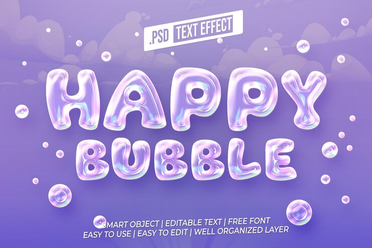 PSD effetto di testo happy bubble psd