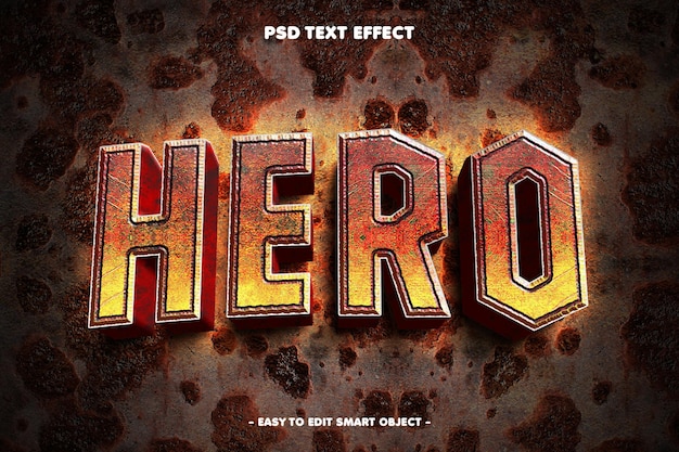 Effetto di testo Hero Rusted
