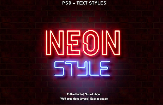 Effetto di testo in stile neon