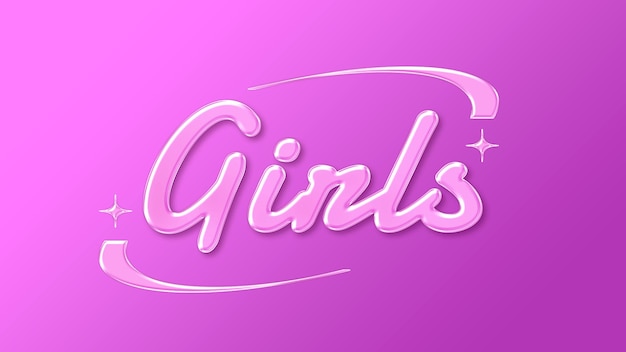 Effetto di testo lucido rosa per ragazze carine