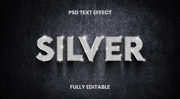 Effetto di testo metallico argento - PSD